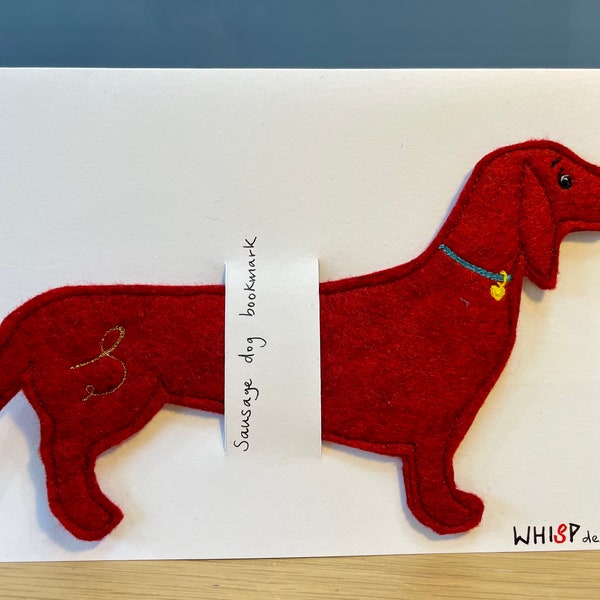 Dachshund Bookmark Sausage Dog Personalised Felt Sausage Dog Bookmark