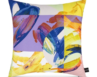 Bright abstract printed cushion | 45 x 45 cm | Handmade in UK | Original artwork | Cotton cushion | Gifts for home