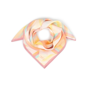 Silk square scarf | Geometric print in light yellow, pink and blue | 62 x 62 cm | Handmade in UK | Original artwork | Gifts for her