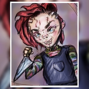 Chucky Horror Art Print / Child&#39;s Play Art Print / 8 x 10 inches / Chucky Doll Wall Decor / Scary Movies / Geek Gift / Nerd Gift / PetraJArt