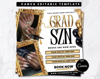 Graduation Booking Flyer | Class of 2026 | Nail Tech Template | Hair | Lash | Prom Booking