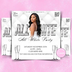 All White Party Flyer | White Birthday Bash Flyer | Digital Party Invite