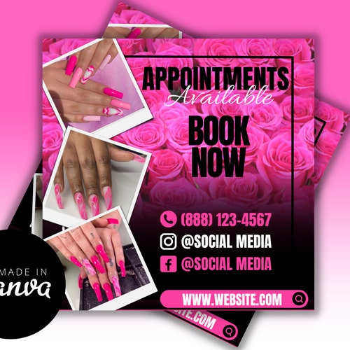 Nail Appointments Flyer DIY Nails Book Now Available Nail Etsy
