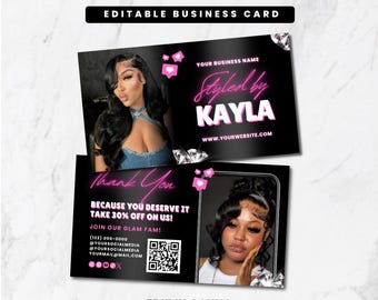 QR Code Business Card Template for: Hair Stylist, Lashes, Nail Tech