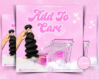 Add to Cart Flyer Template, Hair Business Add to Cart Flyer, Editable Canva Flyer, Beauty Sale Flyer, Digital Marketing Flyer, Add to Cart
