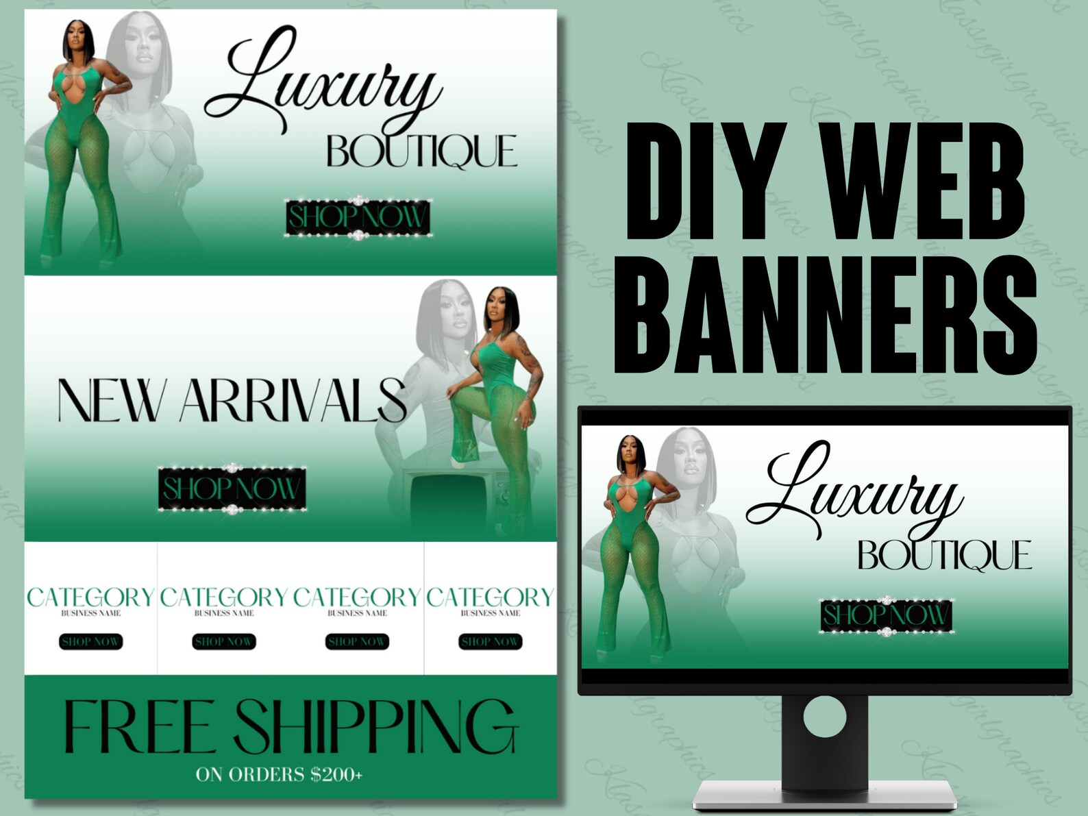 DIY WEB BANNERS Glam  Banners Template site Banner Etsy