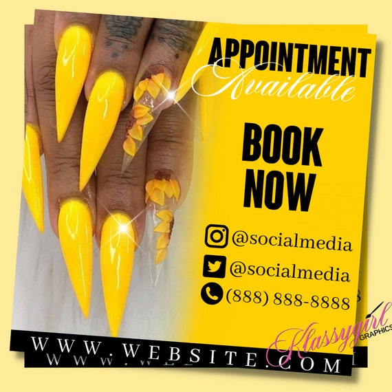 Nails Appointment Available Now Flyer Spring Time Book Now Etsy