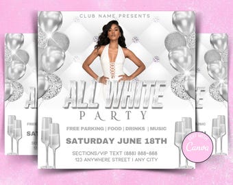 All White Party Flyer | White Birthday Bash Flyer | Digital Party Invite
