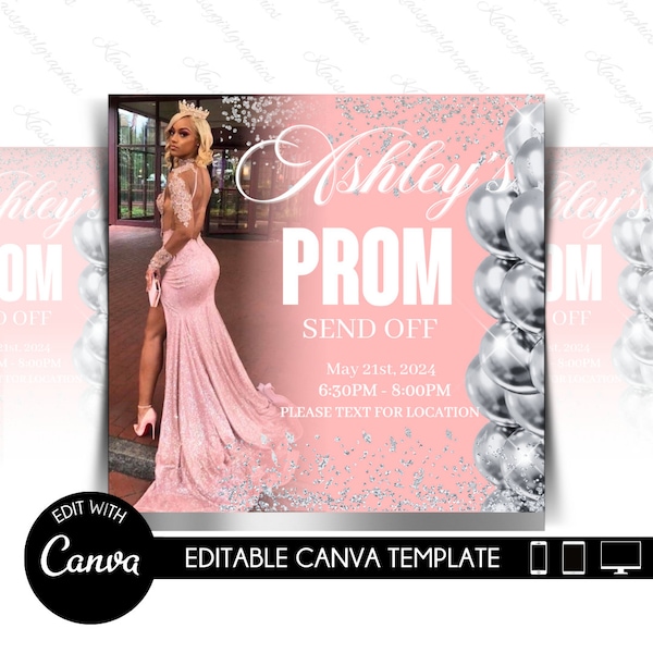 Prom send off flyer | prom social media flyer |  prom send off invitation | prom night party | class of 2024 | editable prom flyer