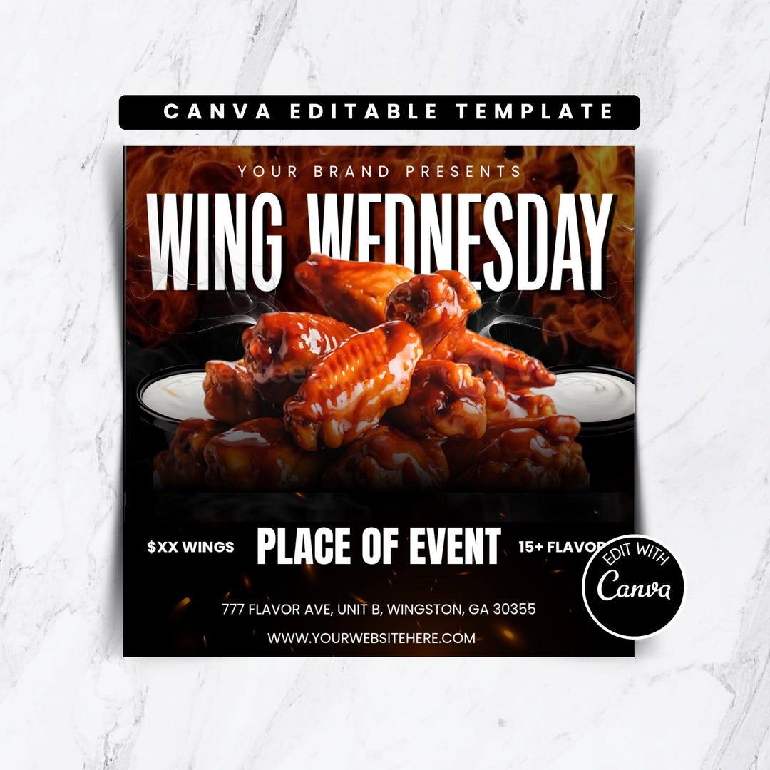 Wing Wednesday Flyer Template - Etsy