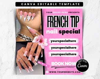Nail Specials Flyer Template | Editable Canva Design | Nail Tech Marketing | Salon Promotion Digital Download