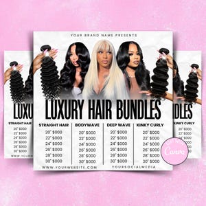 Hair Pricelist Flyer Template | Editable Salon Price List Canva | Hair Service Menu Card for Stylists