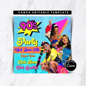 Freaknik Party Flyer Template: 90s Theme, Editable Canva Design (Digital Download