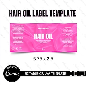 Hair Oil Bottle Label | Hair Growth Oil Template | Oil Label Design | Hair Product Labels | Bottle Dropper Template