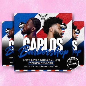 Barbershop Booking Flyer Template | Haircut Price List | Printable Barber Service Menu Design