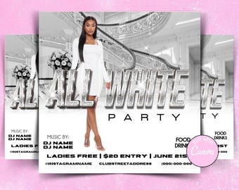 Editable All White Party Invitation | White Birthday Bash Flyer | Digital Party Invite | Instant Download | Social Media-Friendly