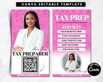 Tax Prep Business Card Template | Editable Canva Design | Accounting Branding | Digital Download