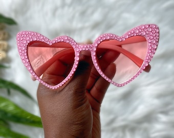 Heart Sunglasses | Bling Heart Shaped Sunglasses | Pink Sunglasses | Rhinestone Heart Shaped Sunglasses