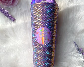 24oz Double Wall Purple Tumbler | Acrylic Bling Light Purple Cup | Bling Tumbler Cup | Purple Tumbler Cup