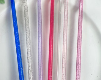 Straw Add On (Must be purchased with a tumbler) | Reusable Plastic Clear Straws | Reusable Plastic Glitter Straws