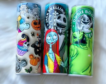 Jack and Sally 3D inflated Tumbler| Skellington Halloween tumbler |Oogie Boogie Halloween Tumbler