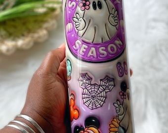 Spooky Season 3D Inflated Halloween Tumbler | Halloween Mouse Ear Tumbler | Cute Halloween Purple Tumbler Cup