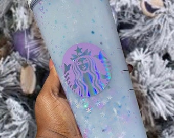 Starbucks Bling Lid Christmas Tumbler| Purple Christmas Glitter Cup |Floating Glitter Cup| Starbucks Purple Glitter Christmas Bling Cup