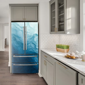 Ocean Decal Fridge Refrigerator Skin Sticker Decor Custom Skin Fridge Wrap Vinyl Sticker Fridge Cover Kitchen Wall Decor Fridge Art Decal