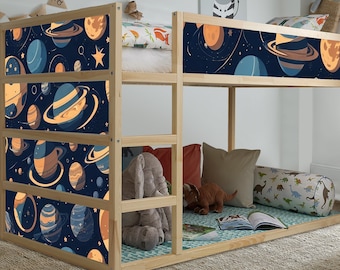 Space, Ikea Furniture Sticker Bed, Bed Decal, Ikea Kura Bed, Decals for Kids Room, Sticker Set