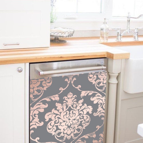 Kitchen Decor Dishwasher Vinyl Sticker Damask Waterproof Skin Etsy