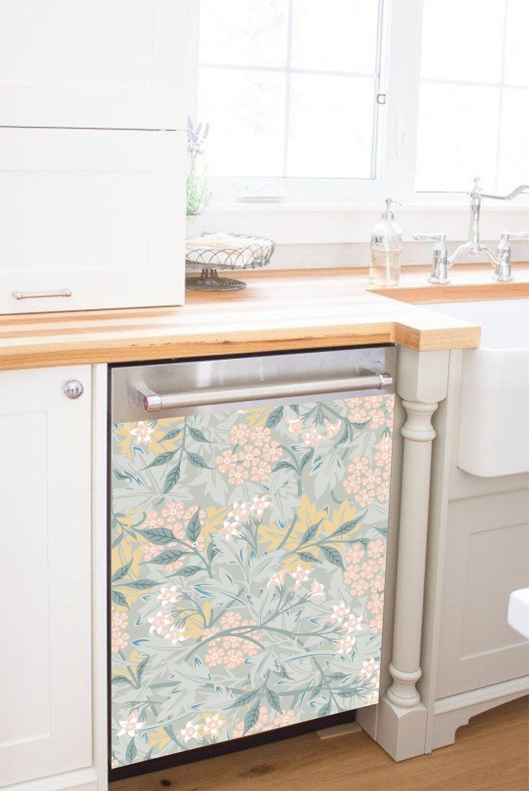 Kitchen Decor Dishwasher Vinyl Sticker Damask Waterproof Skin