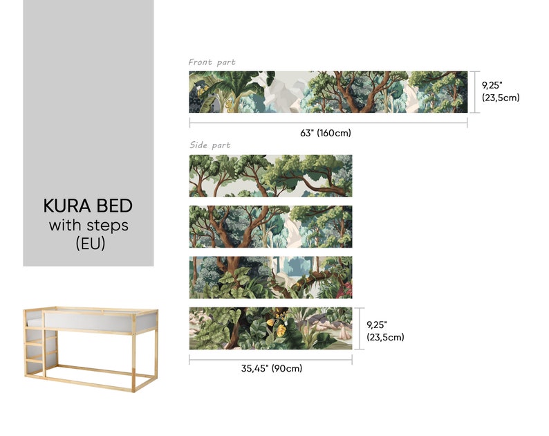 Ikea Kura Bed Decals, Jungle Nursery Decor,Toddler's Room Decor, Kids Decor, Ikea Kura Bed Stickers, Decals for Kids Room Sticker Set image 5