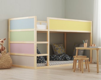 Vinyl-Aufkleber-Set für Ikea Kura-Bett, Pastell-Aufkleber für Kinderzimmer, Ikea Kura-Bettaufkleber