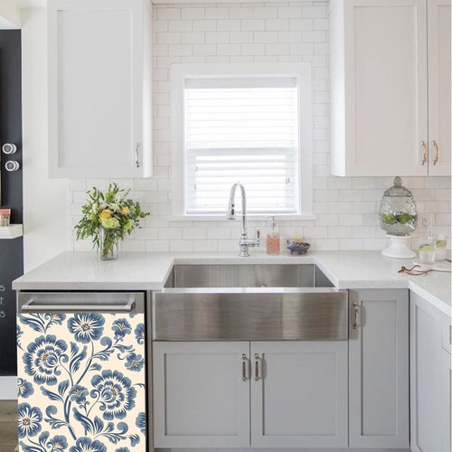Kitchen Decor Dishwasher Vinyl Sticker Damask Waterproof Skin Etsy