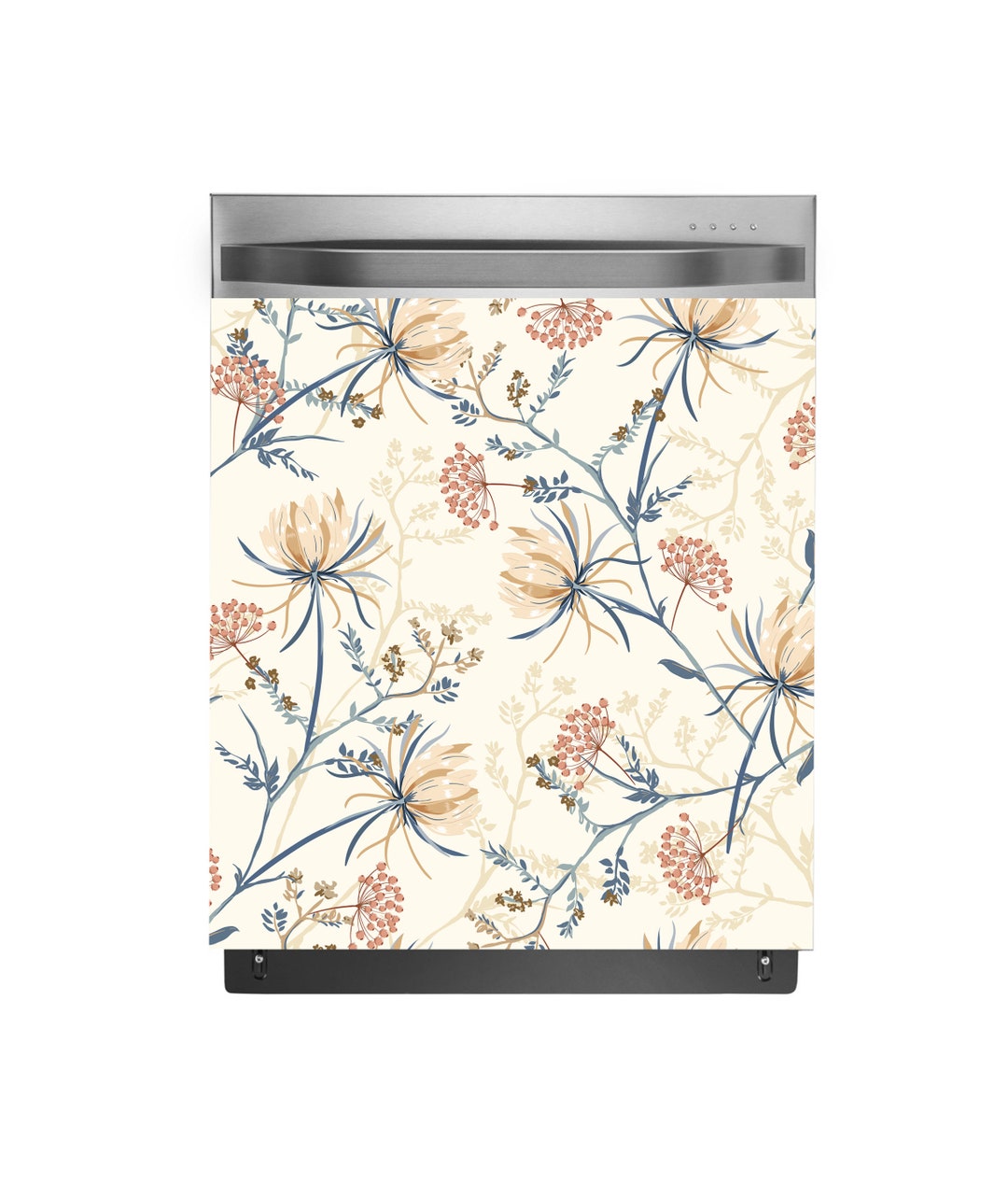 Kitchen Decor Dishwasher Vinyl Sticker Damask Waterproof Skin