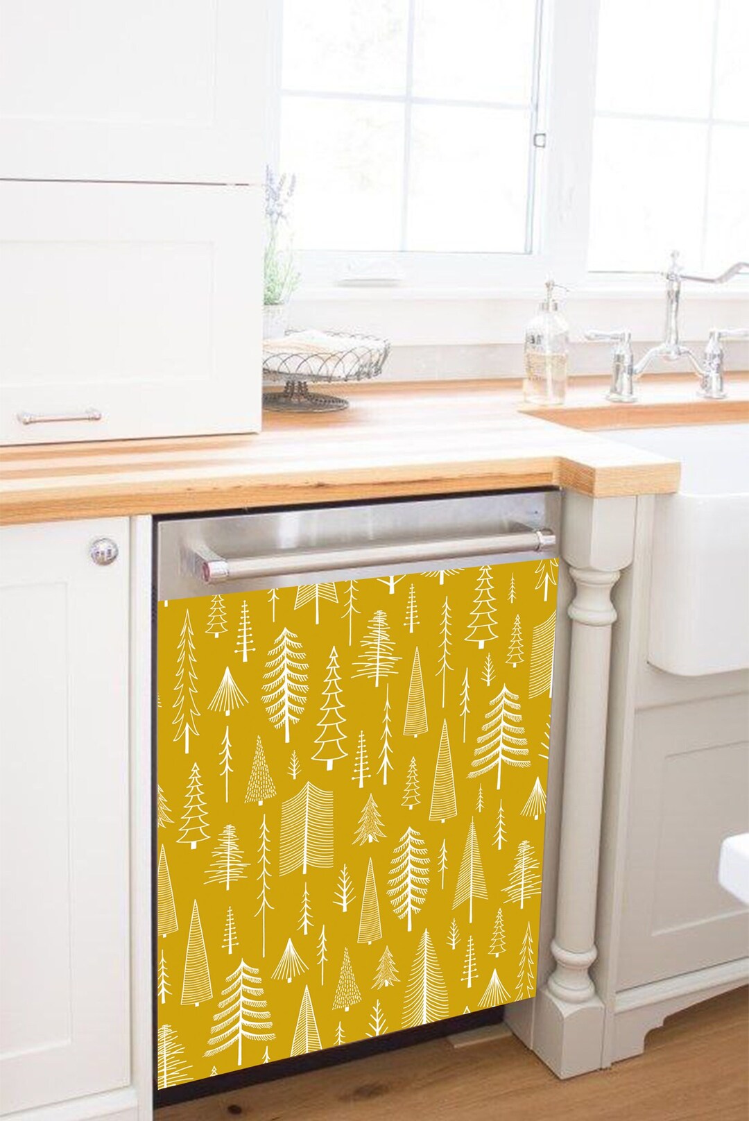 Kitchen Decor Dishwasher Vinyl Sticker Damask Waterproof Skin