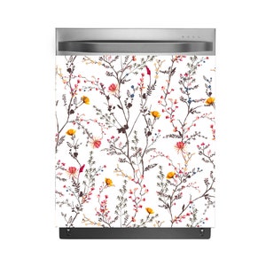 Dishwasher Vinyl Sticker Kitchen Decor Floral Waterproof Skin ...