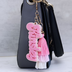 3D Name Plate Keychain with Tassel. Personalized Retro Name Tag Keychain. Colorful Name Plate Keychain. Personalized Name Tassel Keychain .