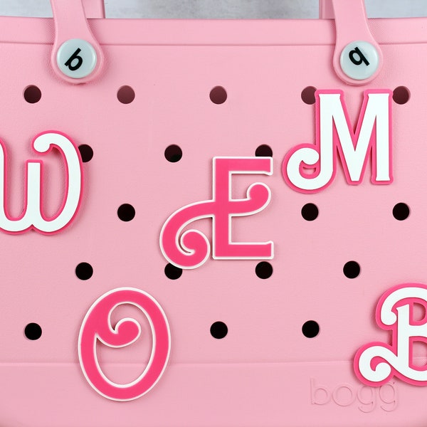 Pink Doll Bogg Bagg Script Letter Charm, Fashion Doll Bogg Bag Monograms, Initial Bogg Bag Button, Bogg Bag Tags