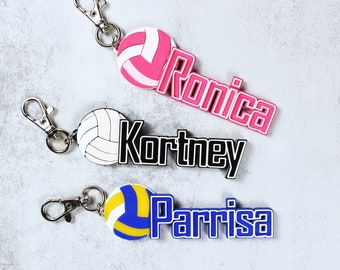 Personalized Volleyball Keychain. Volleyball Name Tag Keychain. Volleyball Backpack Name Tag. Volleyball Team Gift. Volleyball Coach Gift.