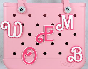 Pink Doll Bogg Bagg Script Letter Charm, Fashion Doll Bogg Bag Monograms, Initial Bogg Bag Button, Bogg Bag Tags