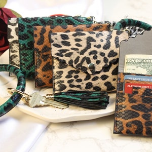 Monogrammed Metallic Leopard Wallet