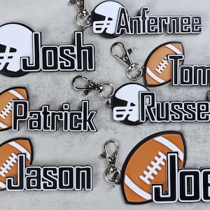 Football Keychain. Football Name Tag Keychain. Football Backpack Name Tag. Football Team Gift. Football Coach Gift. Personalized Keychain.