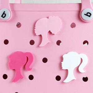 Custom Pink Doll Bogg Bag Charms. Fashion Doll Bogg Bag Accessories. Bogg Bag Buttons. Bogg Bag Name Tag. Custom Simply Southern Bag Charms image 5