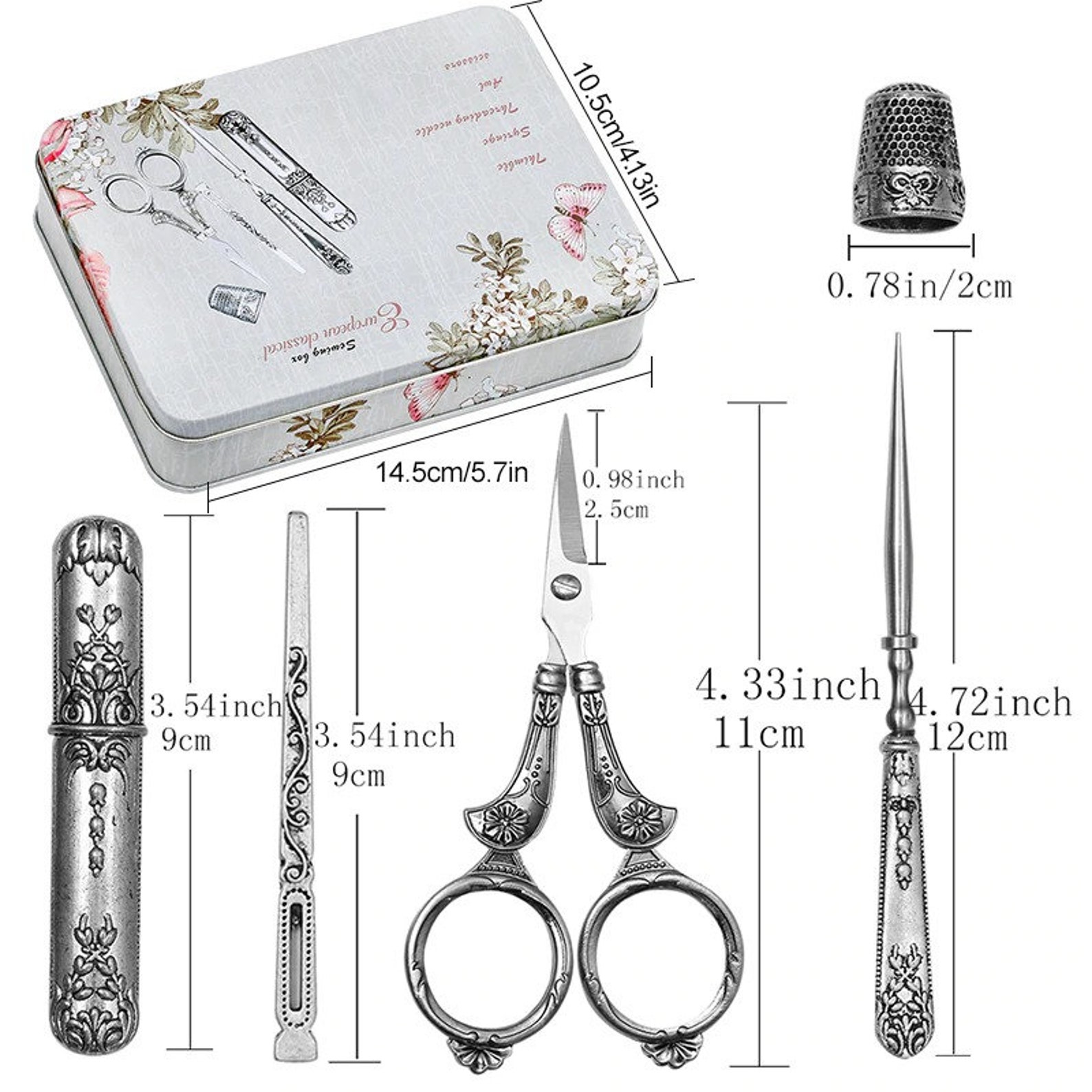 Victorian Needlework Kit Five Piece Vintage Style Embroidery Etsy