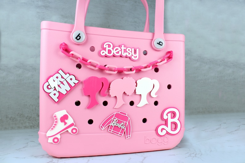 Custom Pink Doll Bogg Bag Charms. Fashion Doll Bogg Bag Accessories. Bogg Bag Buttons. Bogg Bag Name Tag. Custom Simply Southern Bag Charms image 2