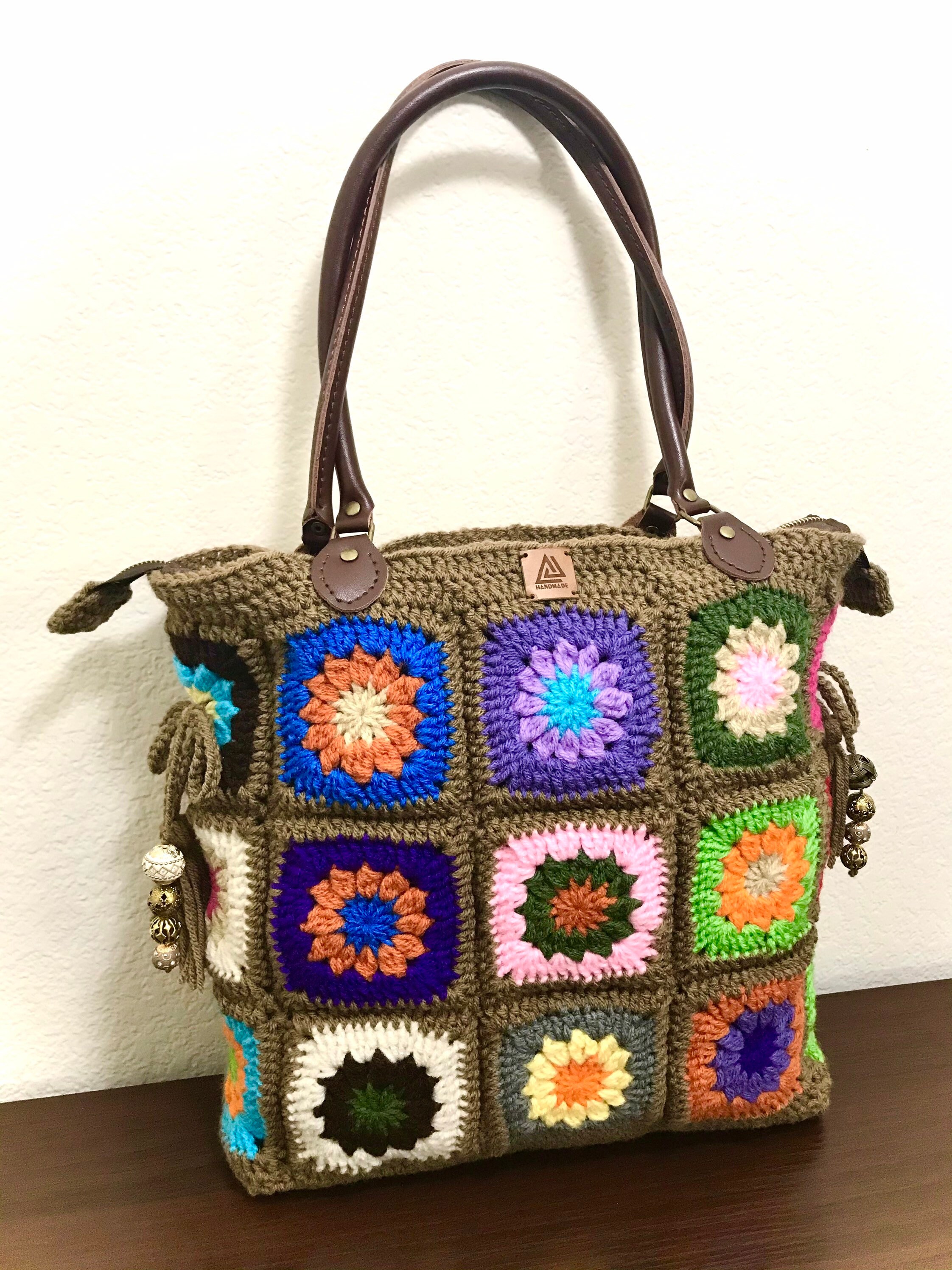 Bright multicolor crochet tote bag. crochet shopping bag. | Etsy