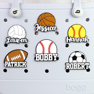 Personalisierte Sport Thema Name Bogg Charme. Sport Bogg Taschenanhänger. Individueller Bogg Anhänger. Namensschild für Bogg Bag Sport Spieler Name Bogg Anhänger