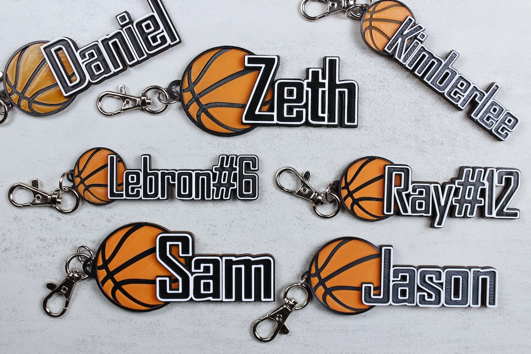 Personalized Basketball Keychain. Basketball Name Tag Keychain. Backpack Name Tag. Basketball