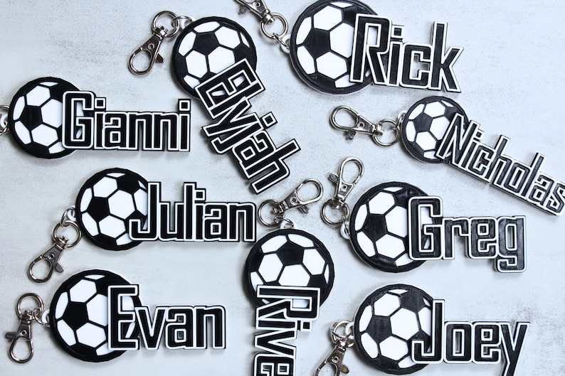 3D Soccer Name Tag Keychain. Soccer Bag Tag. Soccer Keychain. Etsy